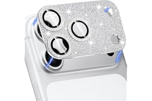 Hsefo Compatible with iphone 17 Pro Max Camera Lens Protector, Bling Glitter 9H Tempered Glass Anti Scratch Full Protective Len Cover, Silver