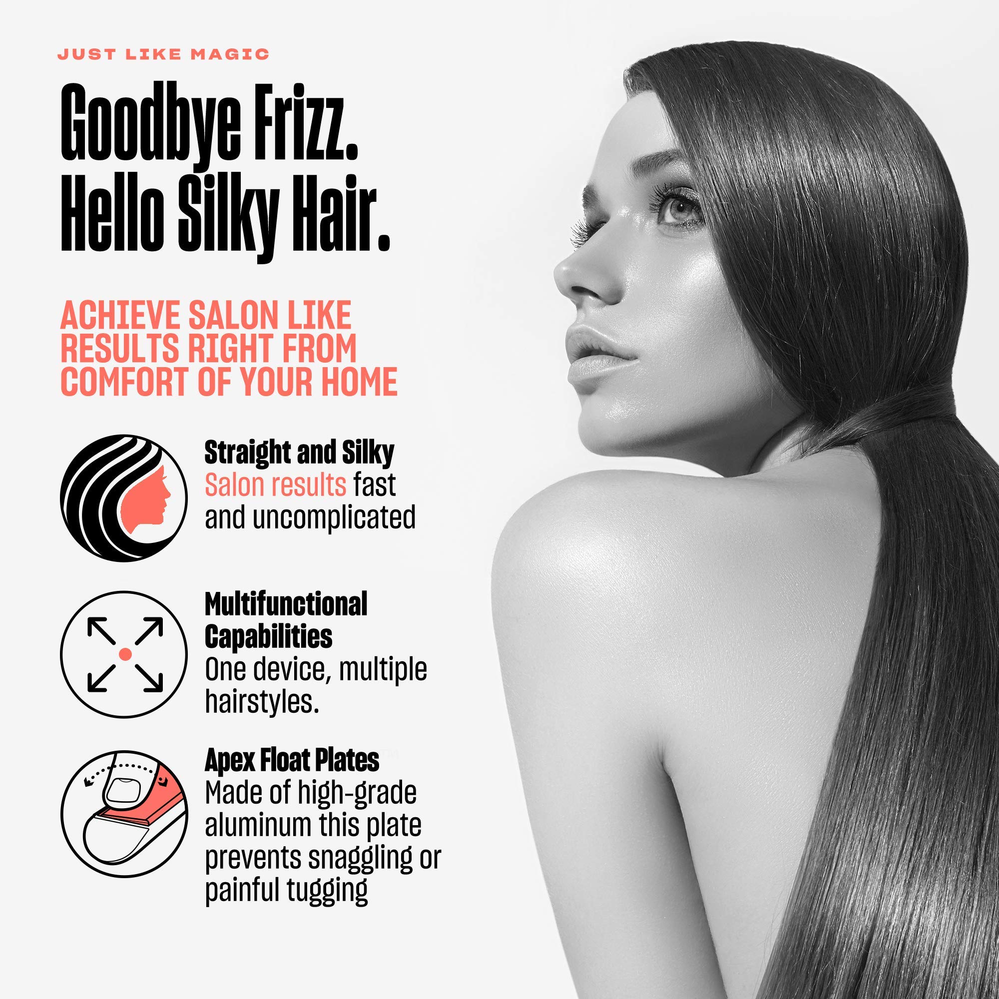 Bekind Apex 2-in-1 Hair Straightener Flat Iron | 1“ 460°F Straightener and Curler for All Hairstyles | UltraSmooth Tech | 15s Fast Heating & Temp Memory | Gift Set for Girls Wome (Galaxy Gray)