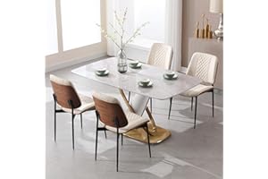 BV BONNE VIE BV Dining Chairs Set of 4, PU Leather Armless Kitchen Chair in Modern Walnut Style, Mid Century Bentwood Side Chair with Metal Legs, Retro Accent Guest Chair for Kitchen Dining Room(Beige)