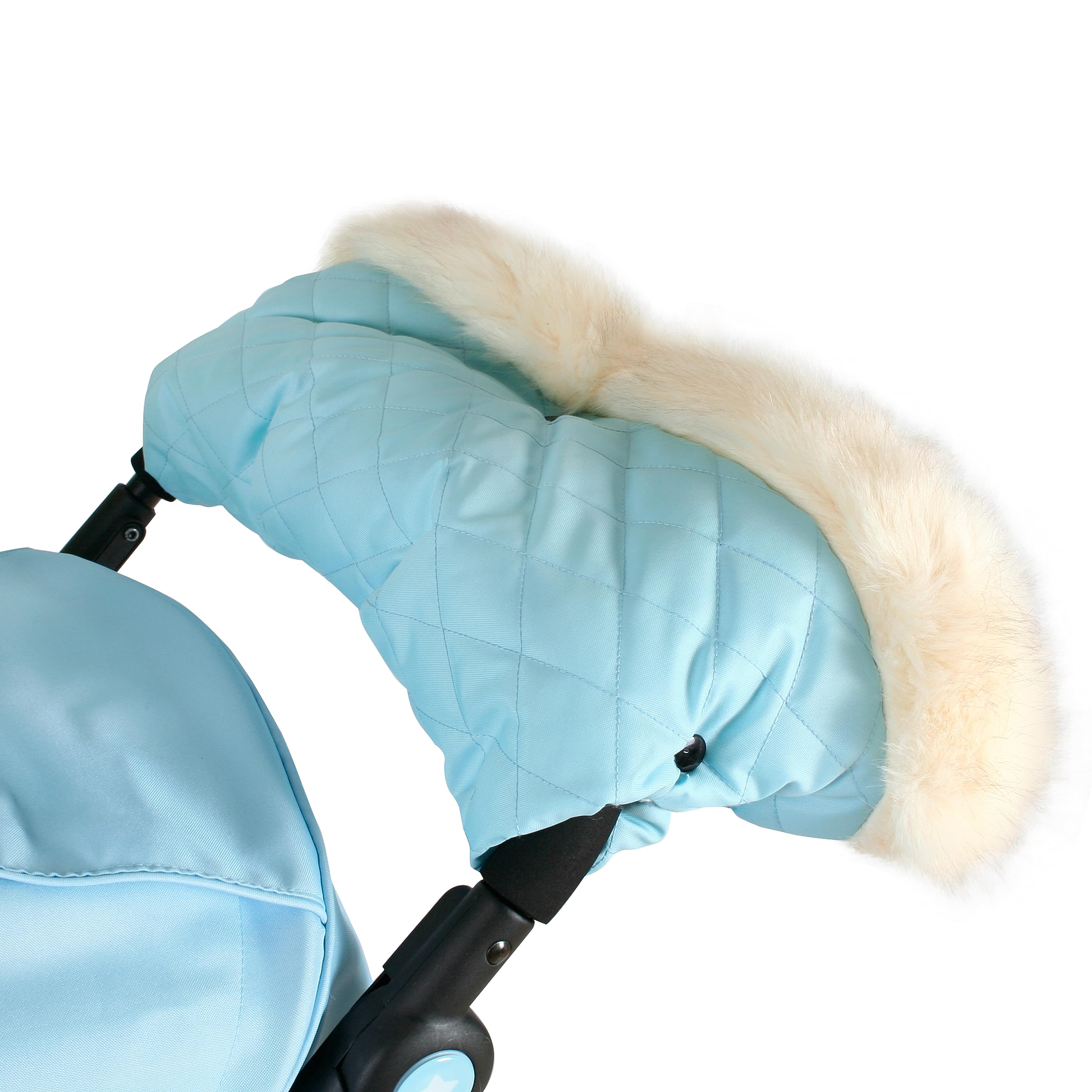 My Babiie Fur Trimmed Pushchair Handmuff, Baby Blue