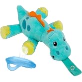 Nuby Calming Natural Flex Snuggleez Pacifier | Plush Combo Set for Cuddling with Comfort - Dino