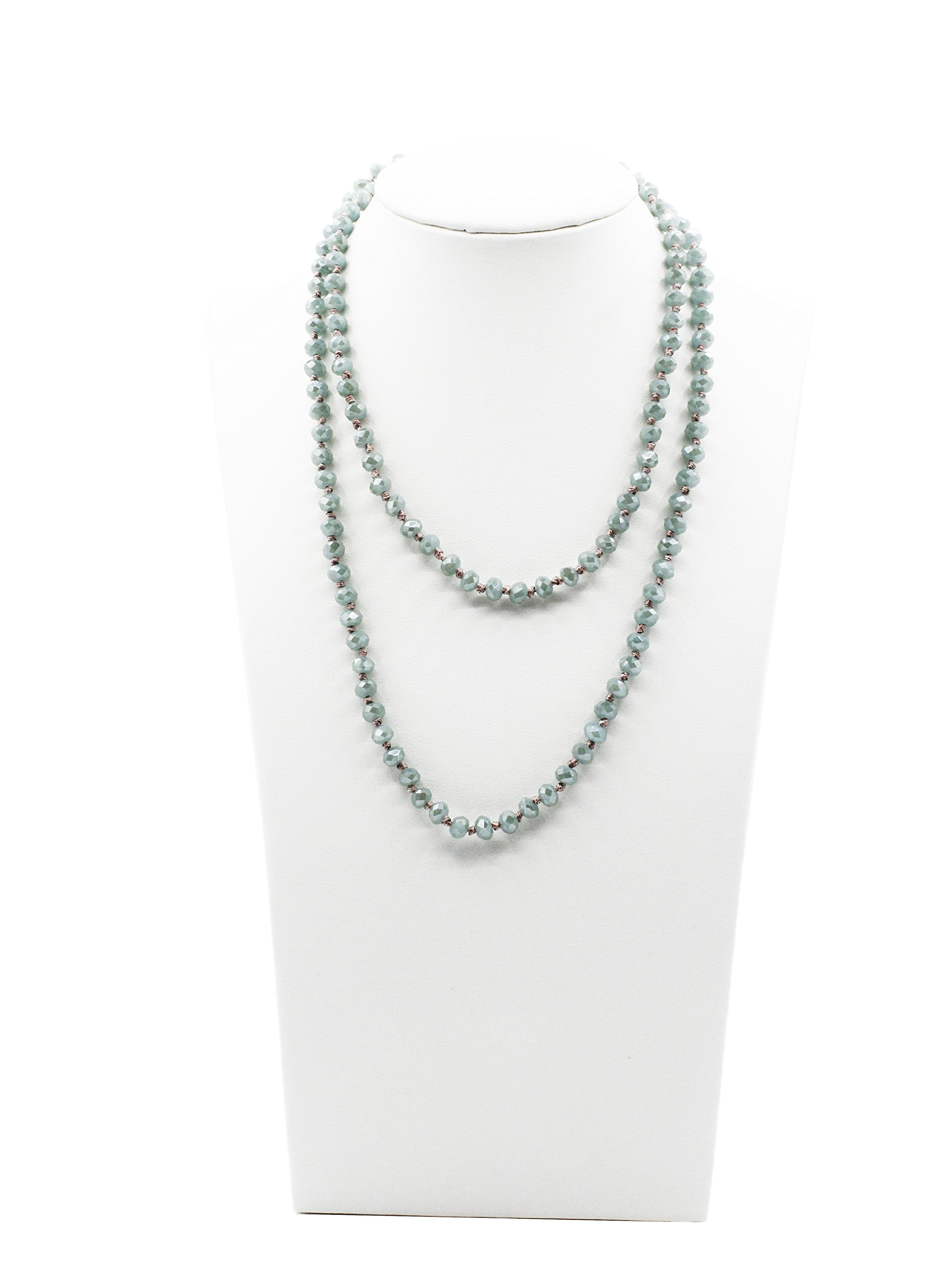 STAR BY QUEEN New Fashion Handmade Long Crystal Bead Chain Necklace Sweater Neckalce (Blue)