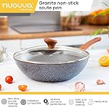 nuovva Induction Non Stick Wok Pan Deep Fry Pan 28cm with Lid view 4