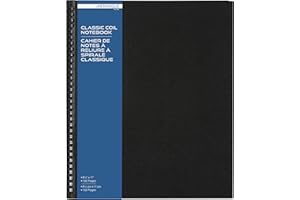 Merangue Hardcover Spiral Notebook, Narrow Ruled, 8-1/2 x 11 Inches, 76 Sheets, Large, Black
