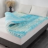 2 Inch 5-Zone Twin Memory Foam Mattress Topper, Gel Infused Foam Mattress Topper for Pressure Relief, CertiPUR-US Certified Twin Bed Topper,Blue, 38"×75"