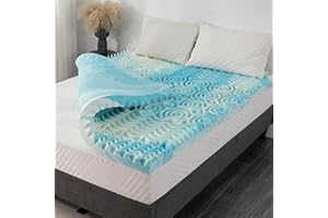 MLILY 3 Inch 5-Zone Twin Memory Foam Mattress Topper, Gel Infused Foam Mattress Topper for Pressure Relief, CertiPUR-US Certified Twin Bed Topper,Blue, 38"×75"