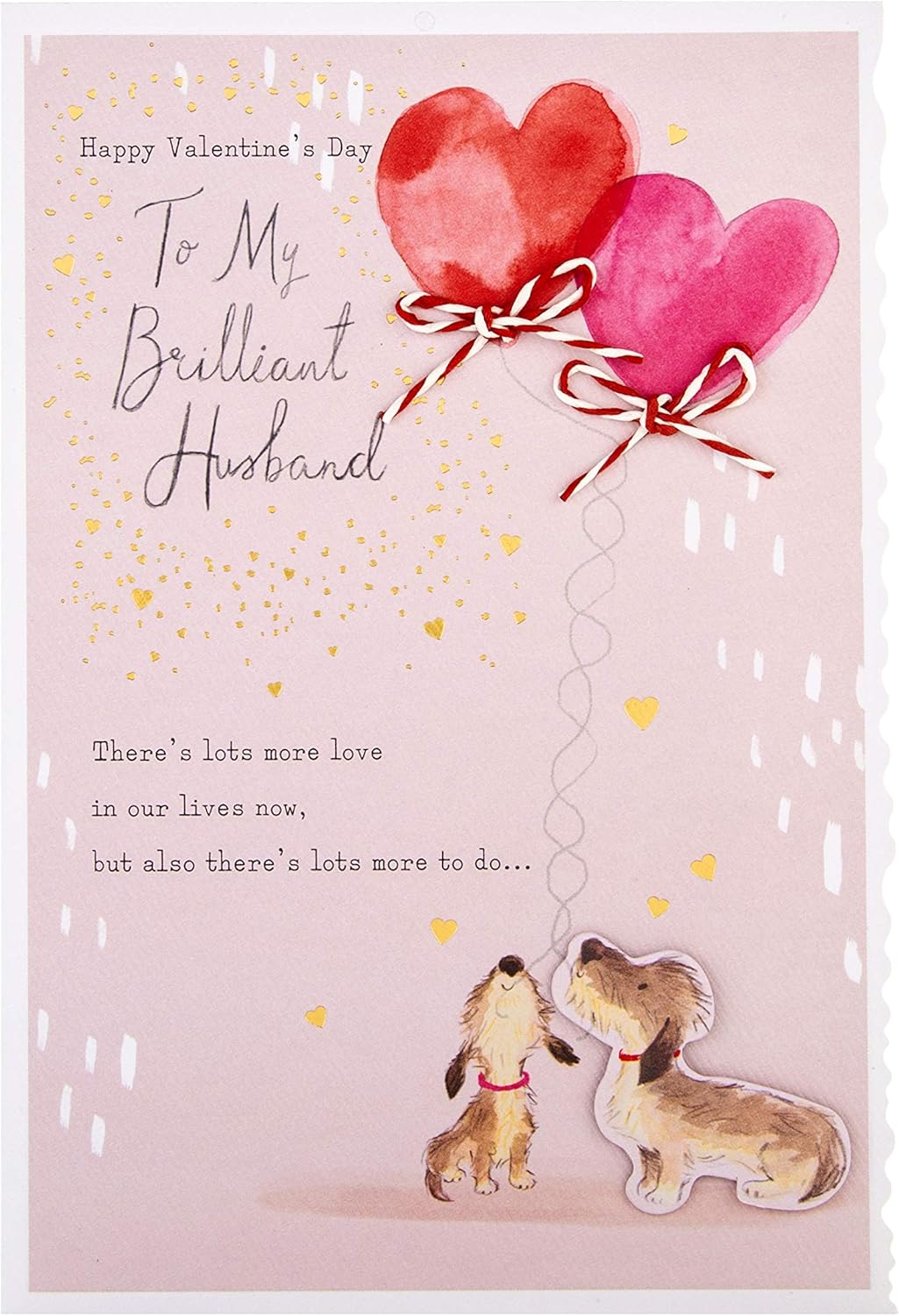 Hallmark Valentines Day Card for Husband Cute Dogs & Heart Balloons Design, Pink, 20.2cm x 13.8cm - Image 3