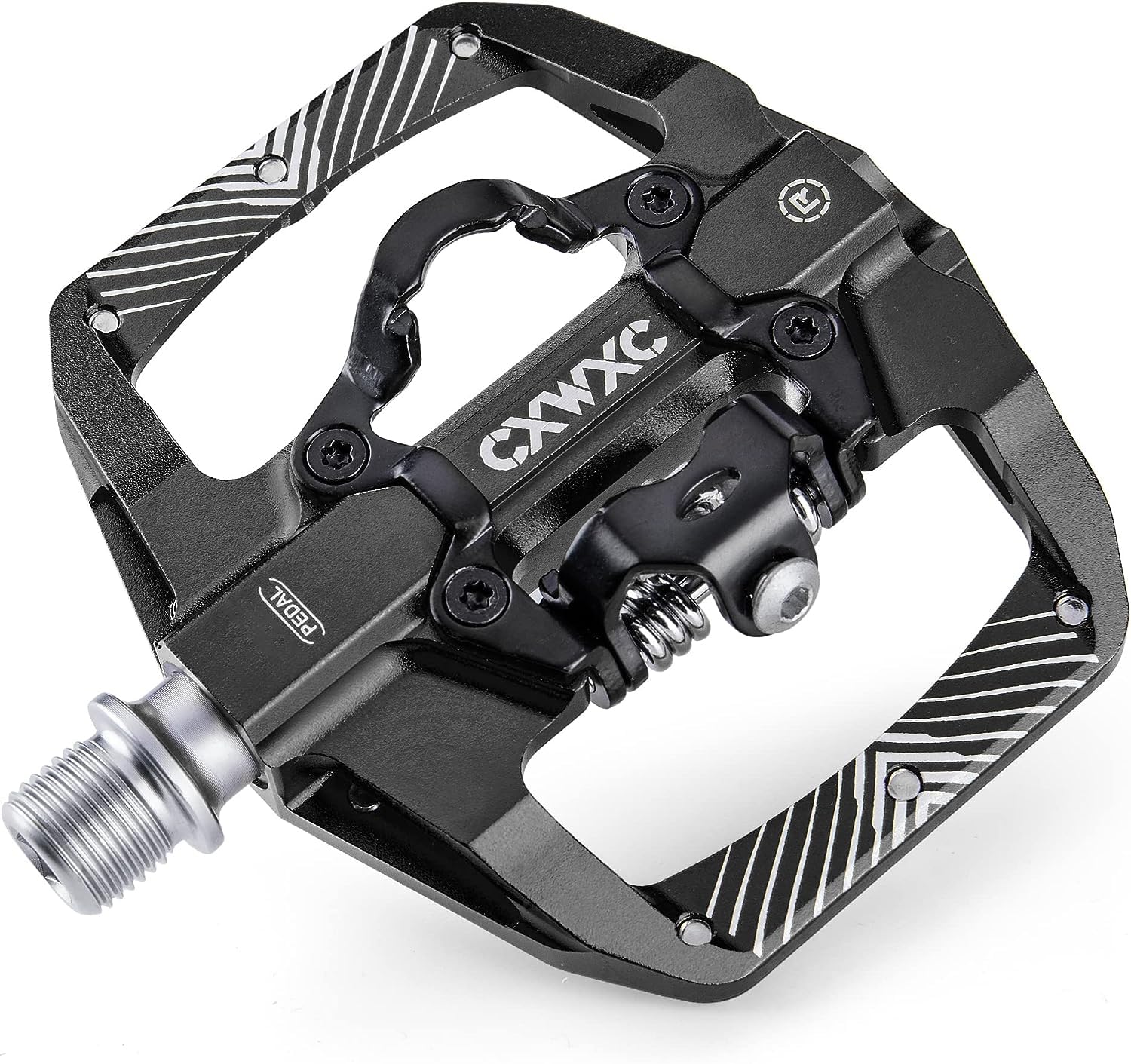 CXWXC Mountain Bike Pedals Dual Function - Dual Sided Pedals Plat & Clipless Pedal - 3 Sealed Bearings, 9/16” Bicycle Platform MTB Pedals