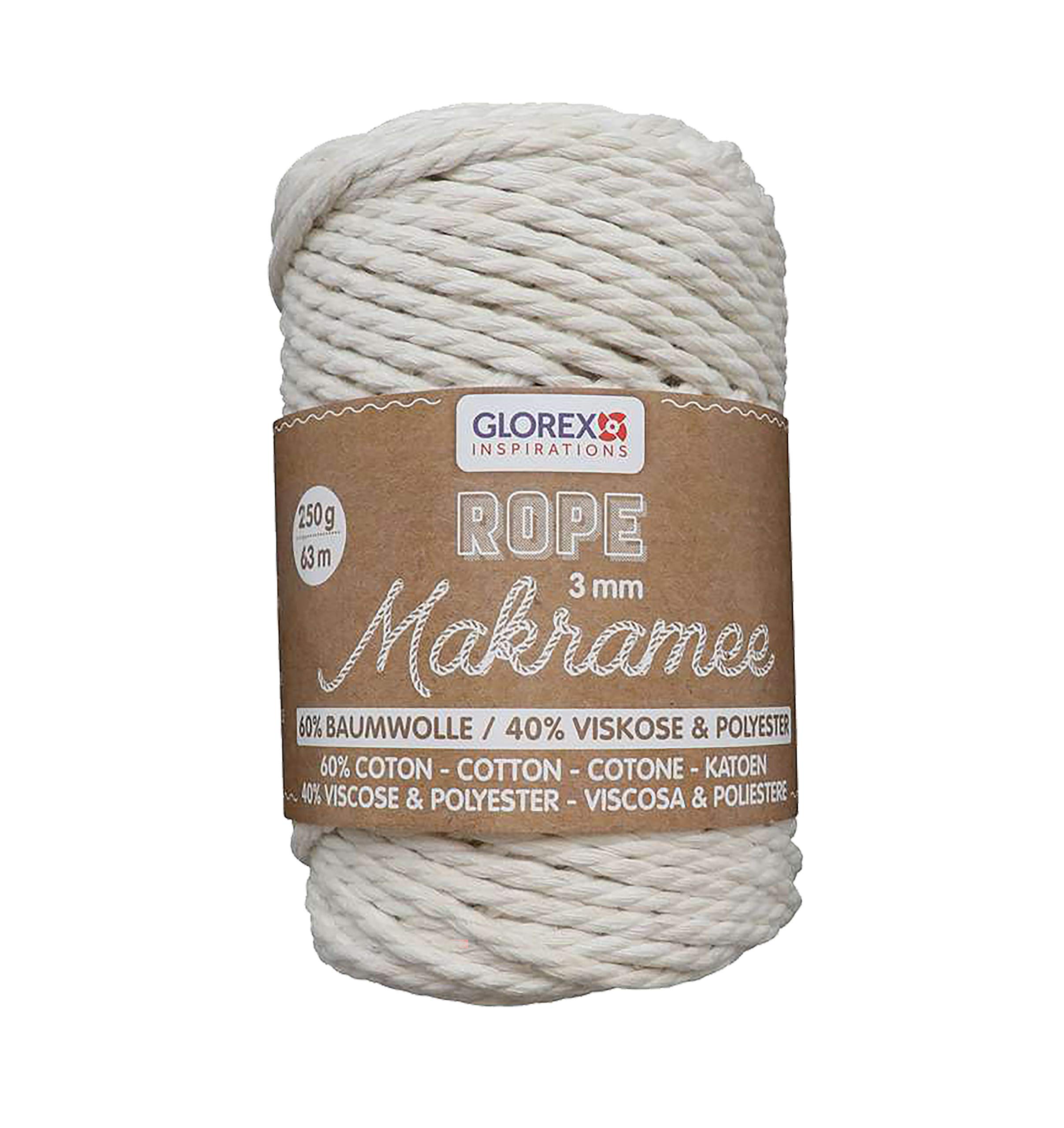 Glorex 5 1007 01 Rope Macrame Twisted Cream 63 m