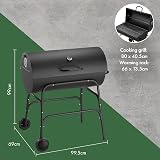 VonHaus Charcoal BBQ XL Portable Barrel Grill with Warming Rack & Temperature view 8