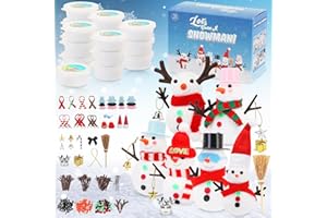 Lot de 16 kits de bonhomme de neige à construire un bonhomme de neige blanc, kit de bricolage pour enfants, cadeaux de Noël, 
