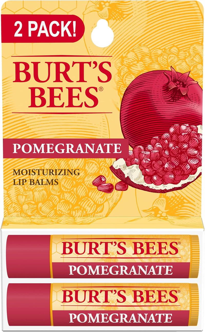 Burt's Bees Pomegranate Moisturizing Lip Balm Natural Beeswax Fruit Extracts 2