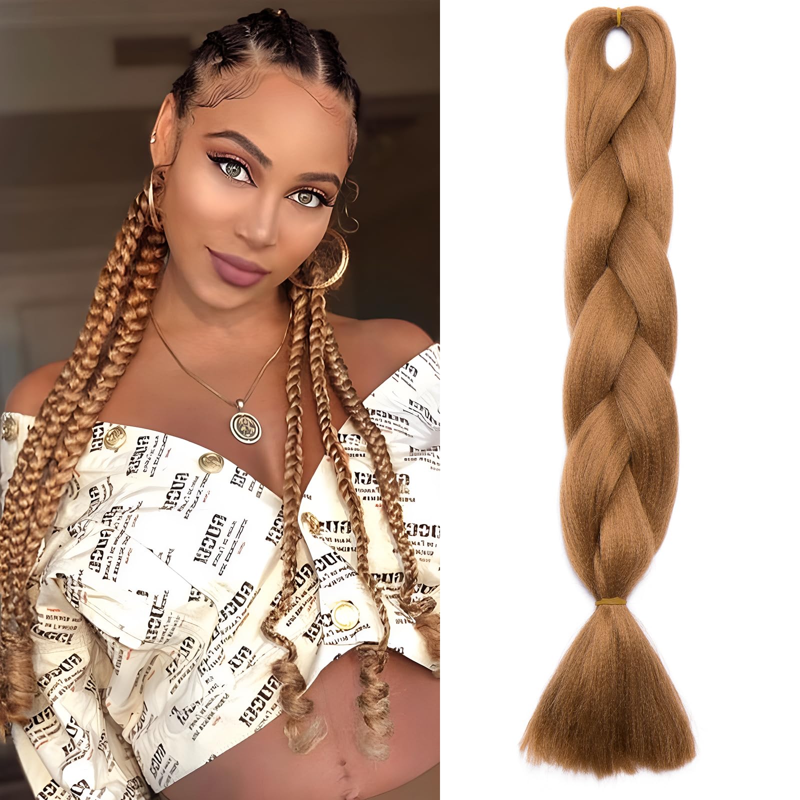 Benehair Braiding Hair Long Braids Extensions Hair 24 Inches Colorful Synthetic Hair for Braid Human Braiding Hair Dark Brown Hair Extensions for Women(Dark Brown, 100g)
