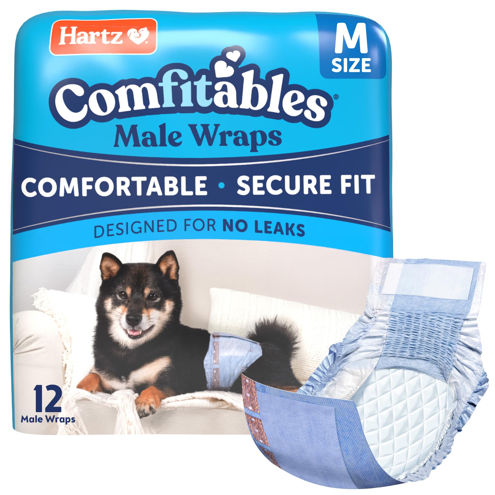 Photo 1 of *** DODDIE BUNLDE TRATES AND DIAPERS *** New! Hartz Comfitables Disposable Male Dog Wraps with Stretchy Waistband, Medium 12 Count