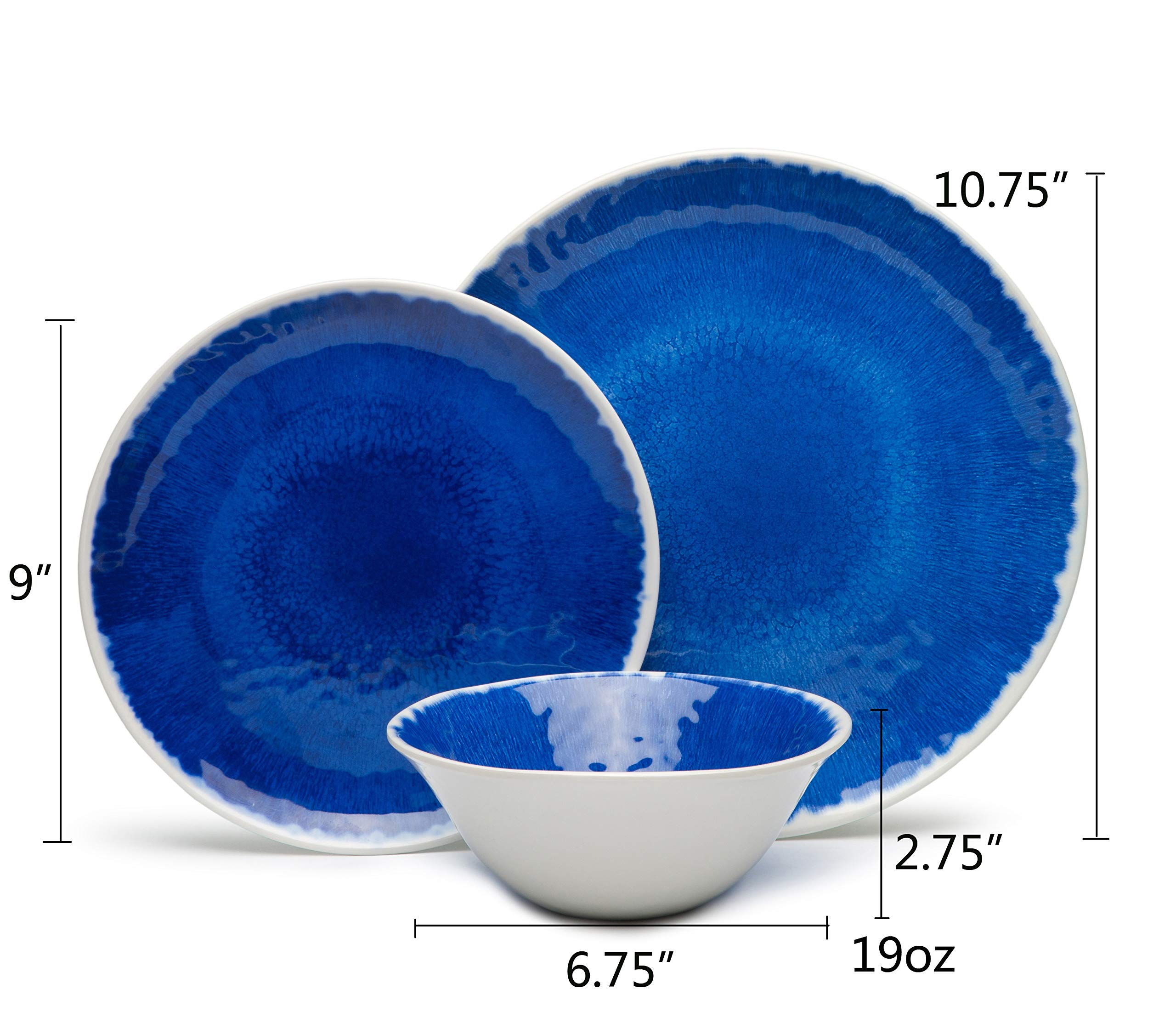 12Piece Melamine Dinnerware Set, Dinnerware Set for 4, Dishwasher Safe