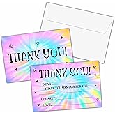 KFNER Tie Dye Thank You Cards, Rainbow Tie Dye Fill In The Blank Thank You Card, Thank You Notes for Boys Girls, Birthday Party Favors Supplies (20 Set of Cards with Envelopes) - B10