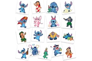 COSERSHOW Stitch Party Supplies, 34Pcs Temporary Tattoos Party Favors, Removable Tattoo Stickers for Goody Bag Treat Bag Stuff for Stitch Birthday Decorations