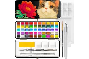 ARTISTRO 50 Colors Watercolor Paint Set - Portable Paint Set with Palette and Brush Pens - Travel Water Color Kit for Adults, Professionals, Kids - Art and Painting Supplies - Christmas Gift Idea