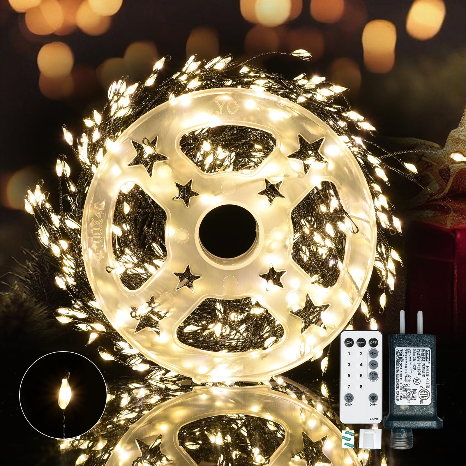 Dailyart Plug in 500 Led Fairy Lights with Remote 42Ft Fairy Lights with Timer Waterproof for Bedroom Wreath Party Window Wedding Decoration Warm White Black Wire Image