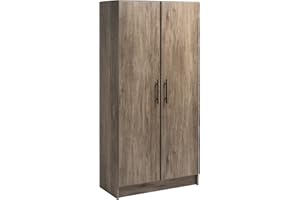Prepac Elite 2 Door Standing Storage Cabinet, 16" D x 32" W x 65" H, Drifted Gray