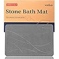 Stone Bath Mat,Diatomaceous Earth Shower Mat,Ultra Absorbent, Non-Slip, Quick Drying,Large Stone Bath Mat for Bathroom Kitchen (Dark Grey)