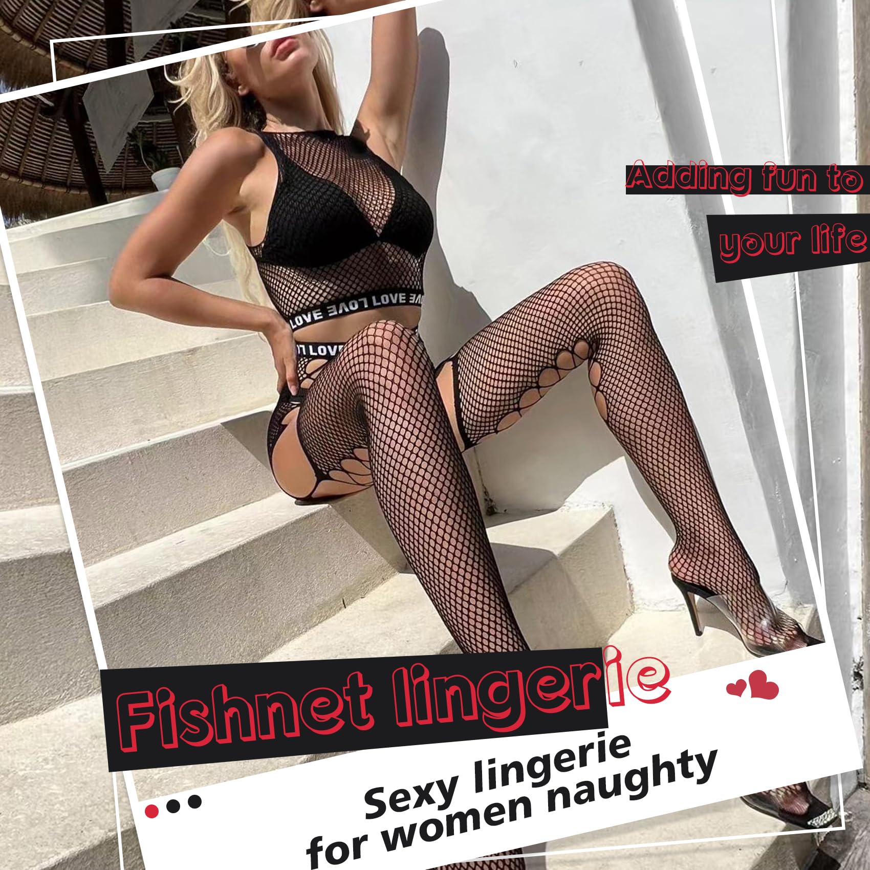 Sexy Lingerie for Women Naughty Fishnet Lingerie Set Bodysuit Erotic Teddy Sheer Mesh Outfits