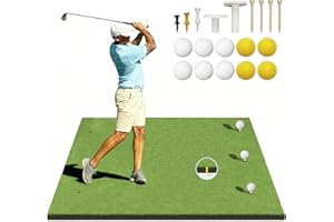 Golf Mat,Elite Golf Hitting Mats Practice Outdoor & Indoor,5x4ft Turf Driving Range Mats for Golf Simulators and Practice with 10 Balls,9 Tees,21|31mm Thickening Domivans