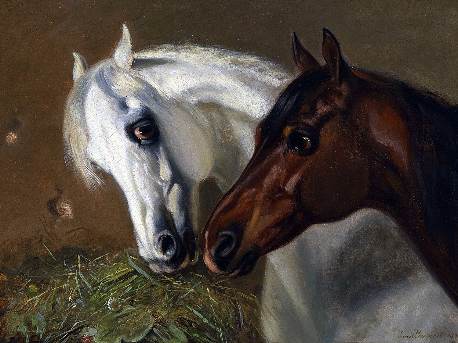 Two horses by E. Volkers Accent Tile Mural Kitchen Wall Backsplash Ceramic 10x8