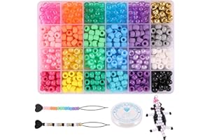 MISS RABBIT 24 Color Pony Beads for Jewelry Making, Hair Beads for Braids with Hair Beaders, Rainbow Kandi Bracelets Kit for Bracelet Making for Women DIY Crafts Friendship Bracelets Making Kit Gift