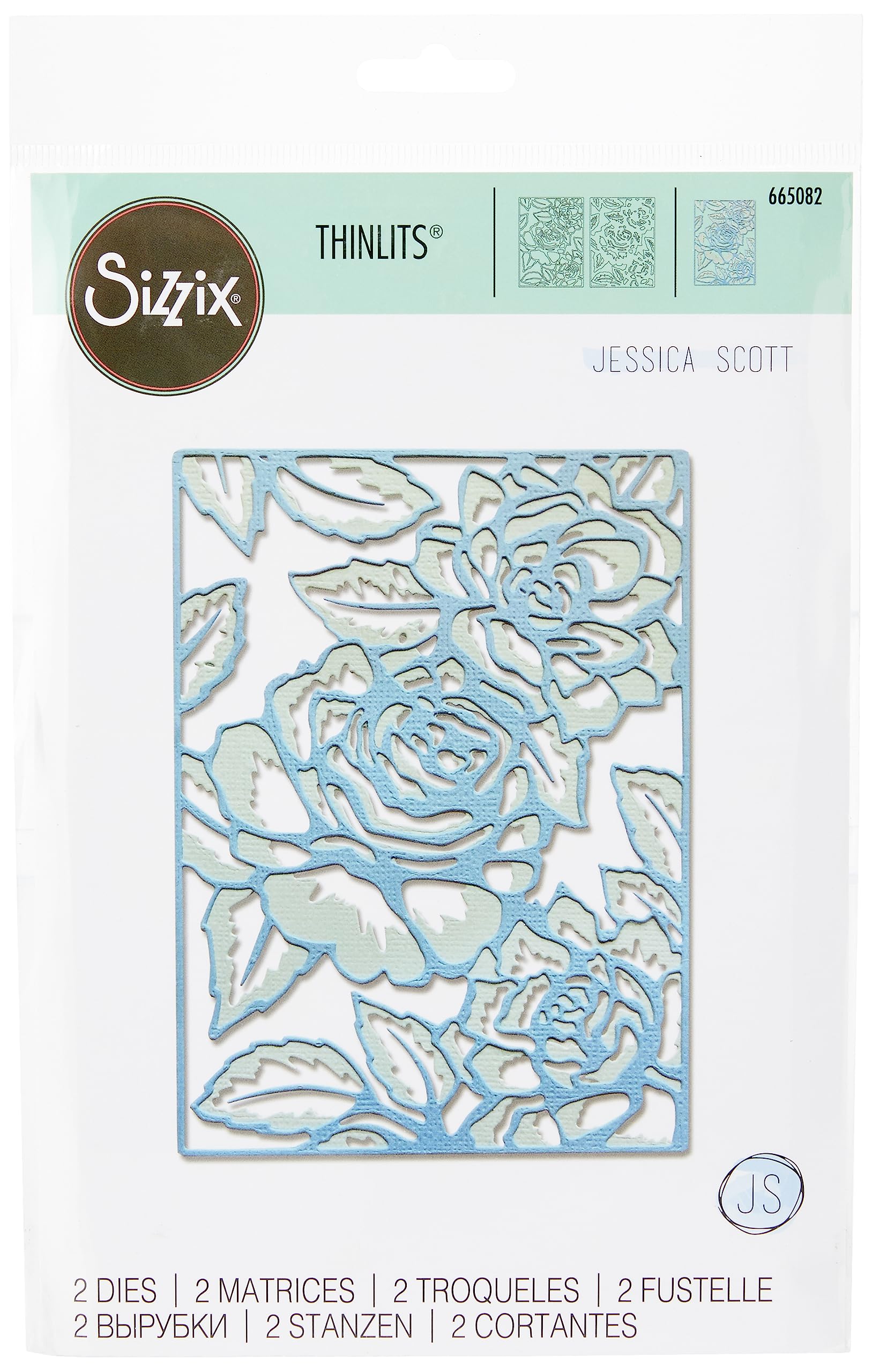 Sizzix Thinlits Die 665082 Floral Lattice by Jessica Scott, 2 Pack, Multicolour, One Size