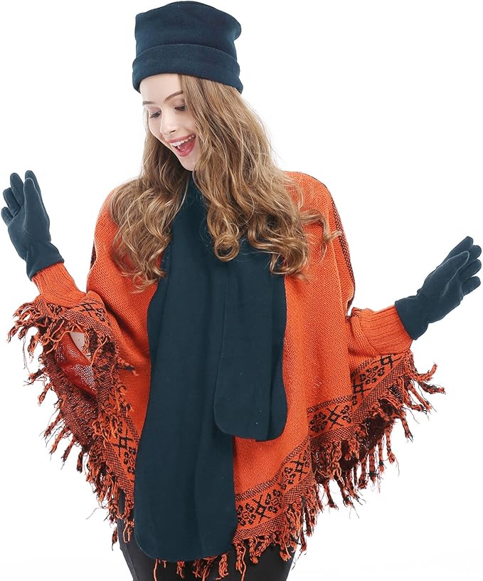 women's 3 piece hat scarf gloves