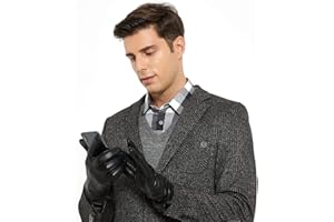 ZLUXURQ Mens Soft Lambskin Leather Touchscreen Winter Driving Gloves Cashmere Lined,comfortable and warm.