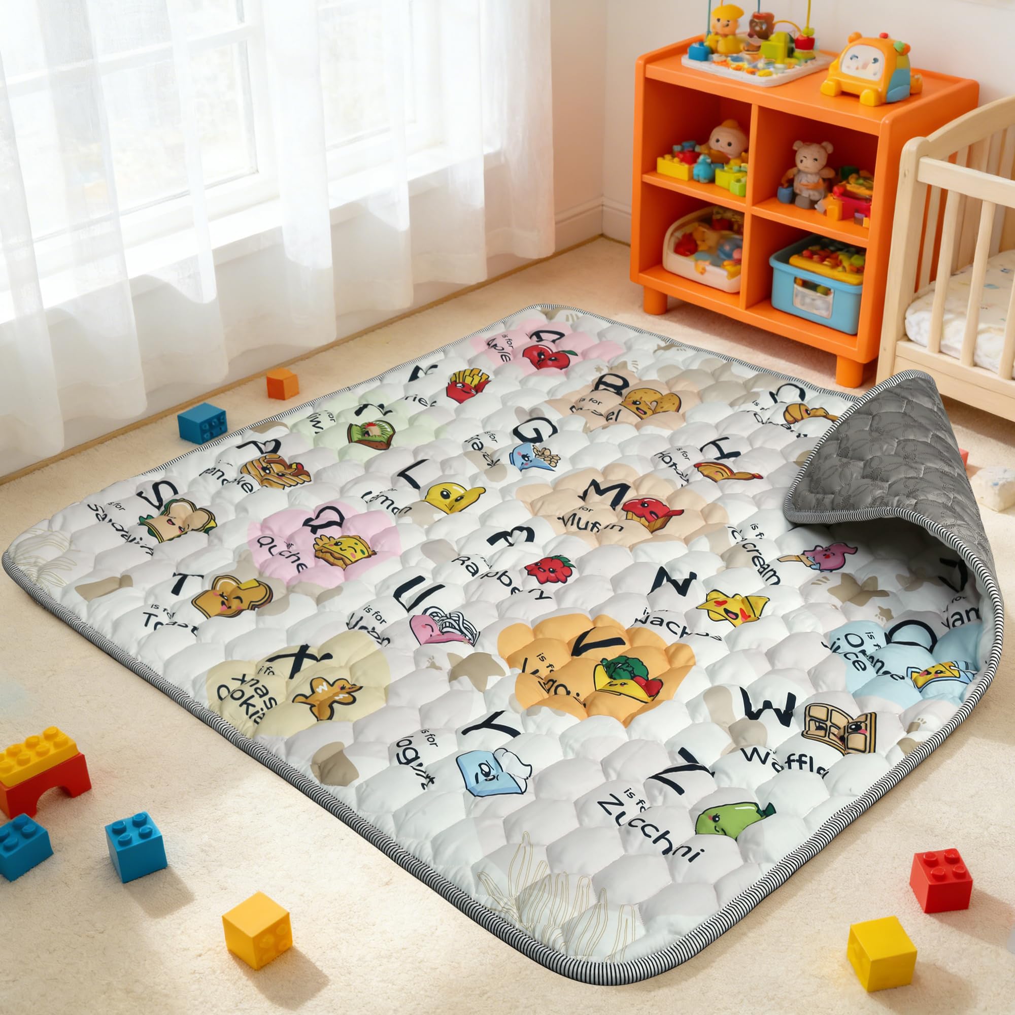 ENVTEK Baby Play Mat for Floor Playpen - 50" X 50" Playpen Mat,Thick One-Piece Crawling, Odorless Floor Mat, Non-Slip Cushioned Baby Playmat for Infants,Babies,Toddlers. Foldable and Machine Washable Image
