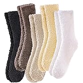 VoJoPi 5 Pairs Fuzzy Socks for Women - Microfiber Super Soft Fluffy Warm Winter Home Bed Cute Sleeping Cozy Socks, US 5-10