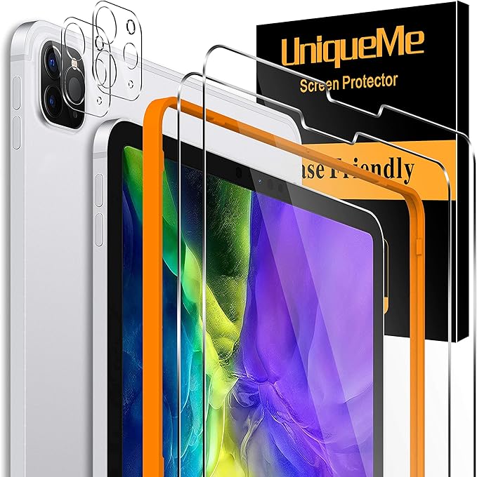 [2 +2 Pack] UniqueMe Screen Protector +Camera Lens Protector Compatible