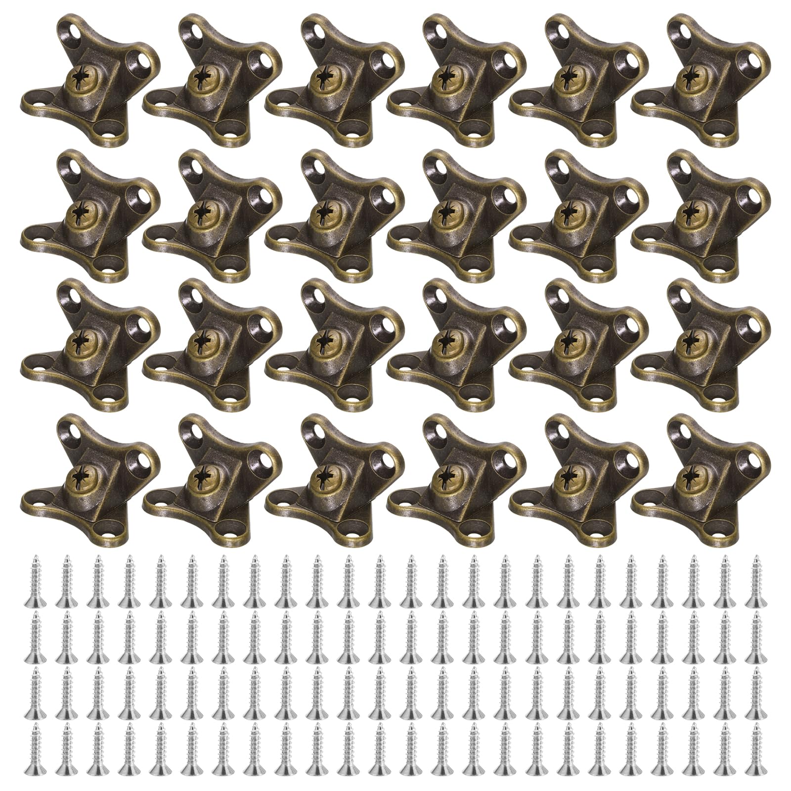 uxcell 24Pcs Removable Corner Brace, Metal Butterfly L Brackets Right Angle Support with Screws for Shelves, Cabinets, Wood Furniture (Bronze)