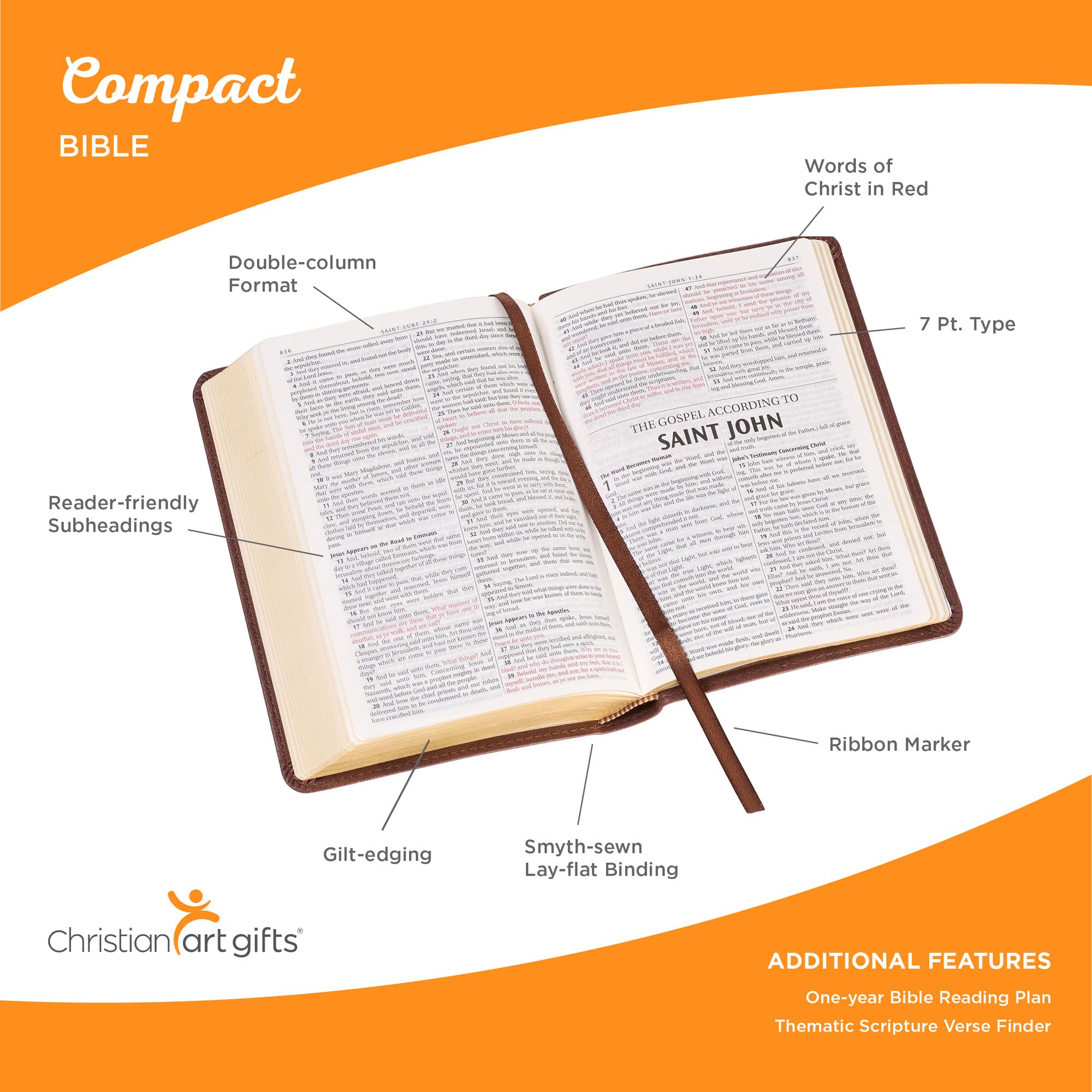 KJV Holy Bible, Compact Faux Leather Red Letter Edition - Ribbon Marker, King James Version, Black Faux Leather, Zipper Closure (KJV Compact Editions) KJV Holy Bible, Compact Faux Leather Red Letter Edition - Ribbon Marker, King James Version, Black Faux Leather, Zipper Closure (KJV Compact Editions) Imitation Leather