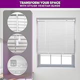 FURNISHED White Venetian Blinds 25mm PVC Slats Easy Fit 55W x 150L cm view 3