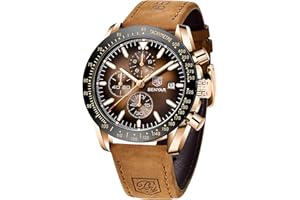 BY BENYAR Watch for Men Analog Quartz Chronograph Waterproof Luminous Designer Mens Wrist Watches Business Work Sport Casual Dress Watch with Silicone Strap Elegant Gifts for Men