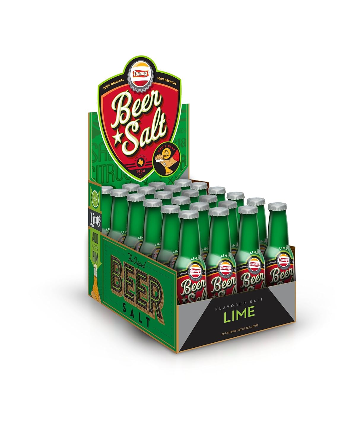 Twang Flavored Beer Salt, Lime, 1.4 Ounce Mini Bottles (24 Count Display Pack) : Lemon Beer Salt : Grocery & Gourmet Food