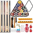 Liliful Pool Table Accessories Billiards Accessories Billiard Pool Balls with Triangle and Diamond Ball Holder Cue Chalks Pool Cue Tip Pool Sticks Pool Table Brush Set (Classic Style)
