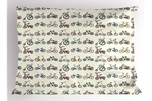 Ambesonne Sports Pillow Sham, Colorful Composition of Bicycles Boys Girls Riding Sports Activity Theme Pattern, Decorative Standard Size Printed Pillowcase, 26" X 20", Indigo Red