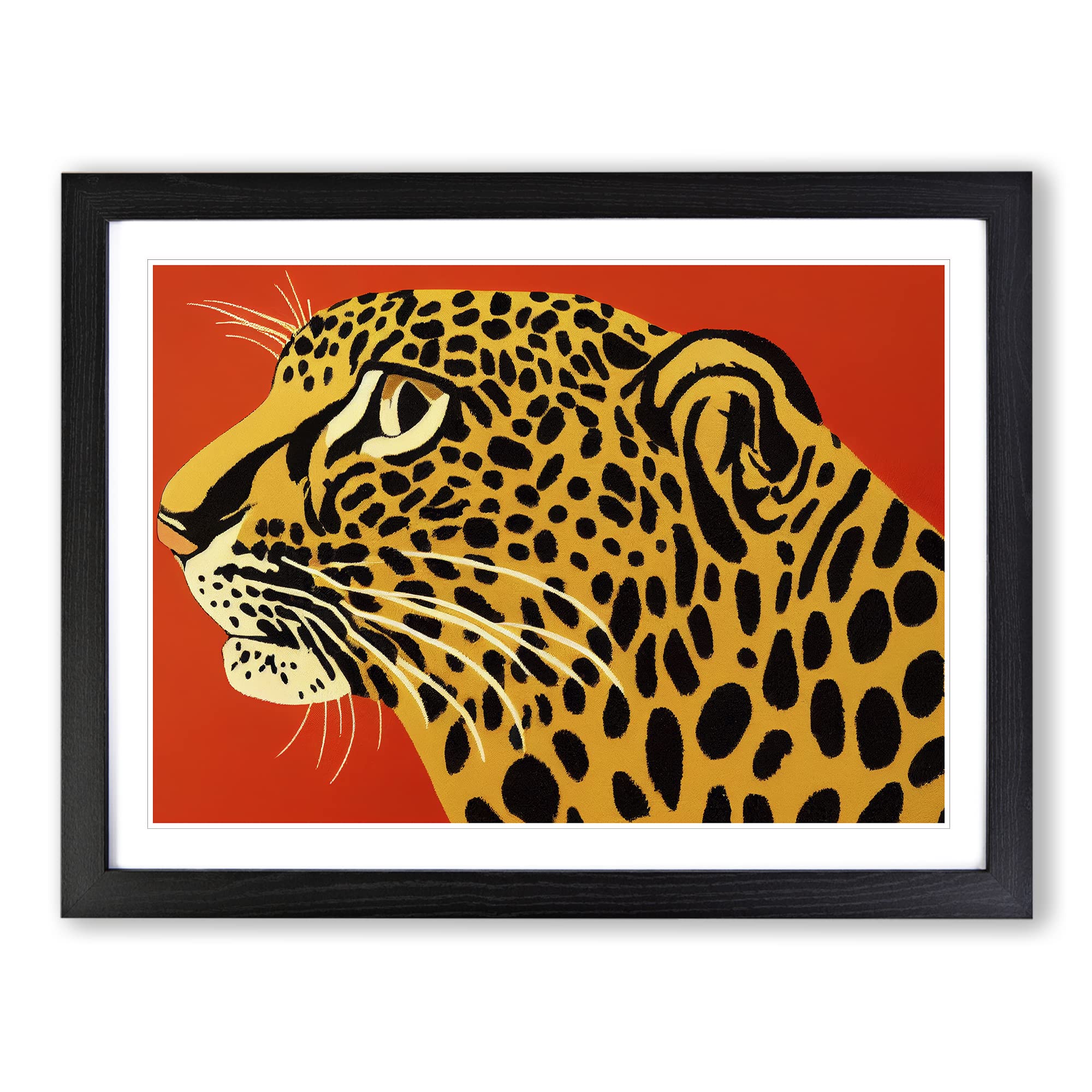 Artistic Leopard BLK Framed Print | A3 Black Framed Wall Art | Ready to Hang | Modern Animal Picture | Living Room Bedroom Lounge Office