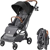Ergobaby Metro 3 Deluxe Baby Stroller for Newborns, Infants, and Toddlers | Compact Travel Stroller with Upgraded Materials, Additional Accessories, One-Hand Fold, Jet Black