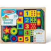 Melissa & Doug Deluxe Wooden Lacing Beads - Educational Activity With 27 Beads and 2 LacesFor Toddlers, Fine Motor Skills Lac