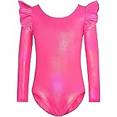Nymphperi Gymnastics Leotards for Girls Ruffle Long Sleeve Practice Outfits Kids Dance Bodysuits