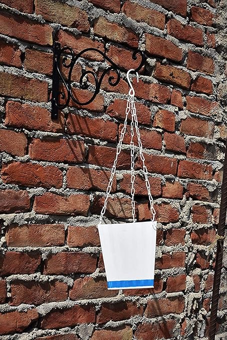 Ascent Homes Metal Wall Bracket with Hanging Triangular gal Planter-Blue