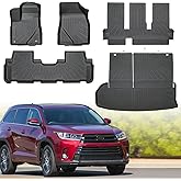 Floor Mats for Toyota Highlander 2014-2019 7Seats, All Weather Protection Floor Liners, Custom Fit Floor Mats for Toyota, TPE Anti-Slip Waterproof Floor Liners (5)