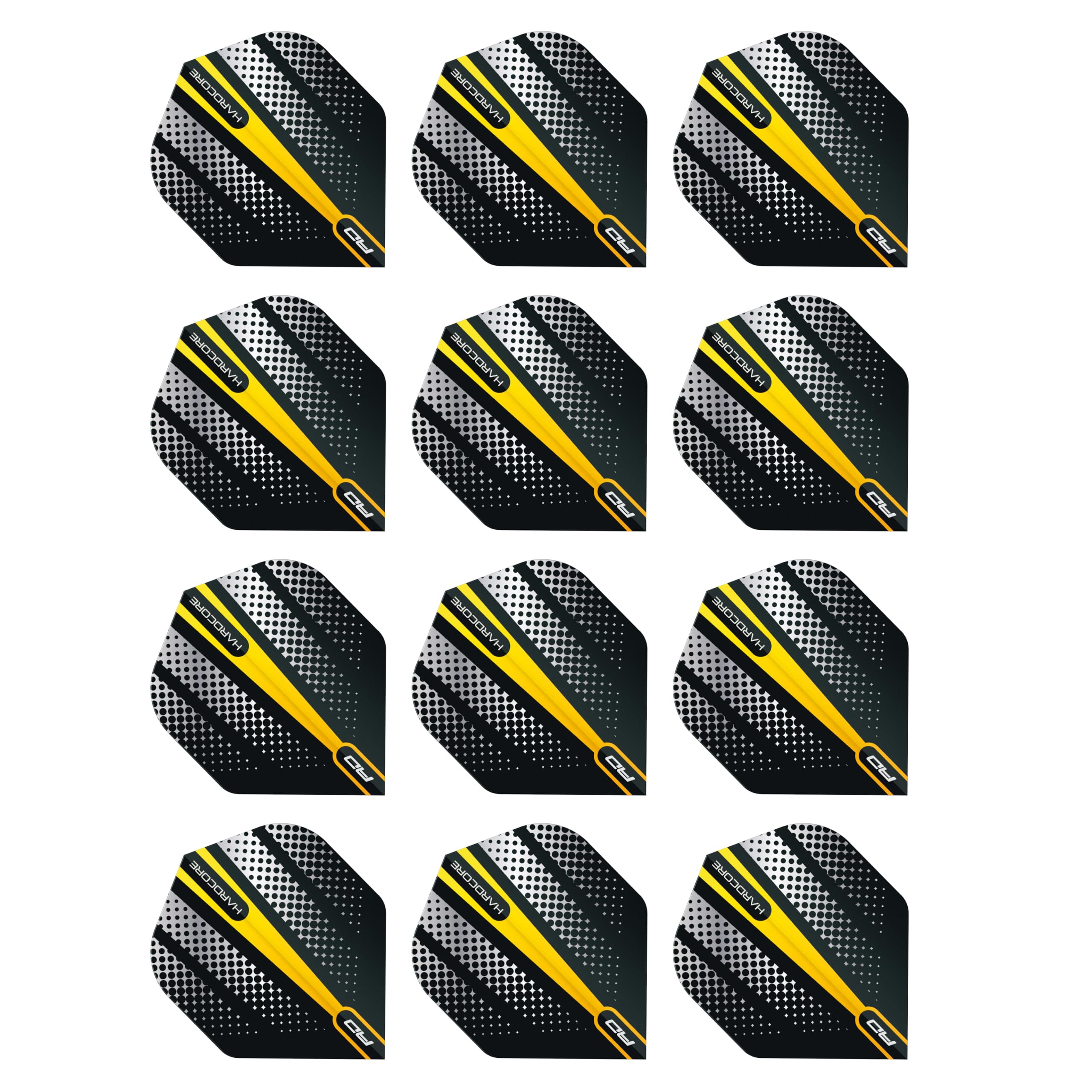 RED DRAGON Hardcore Radical Yellow Flash Dart Flights - 4 sets Per Pack (12 Dart Flights in total)