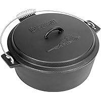 Bayou Classic 7410 Cast Iron Chicken Fryer with Dutch Oven Lid, 10 Quart, Black